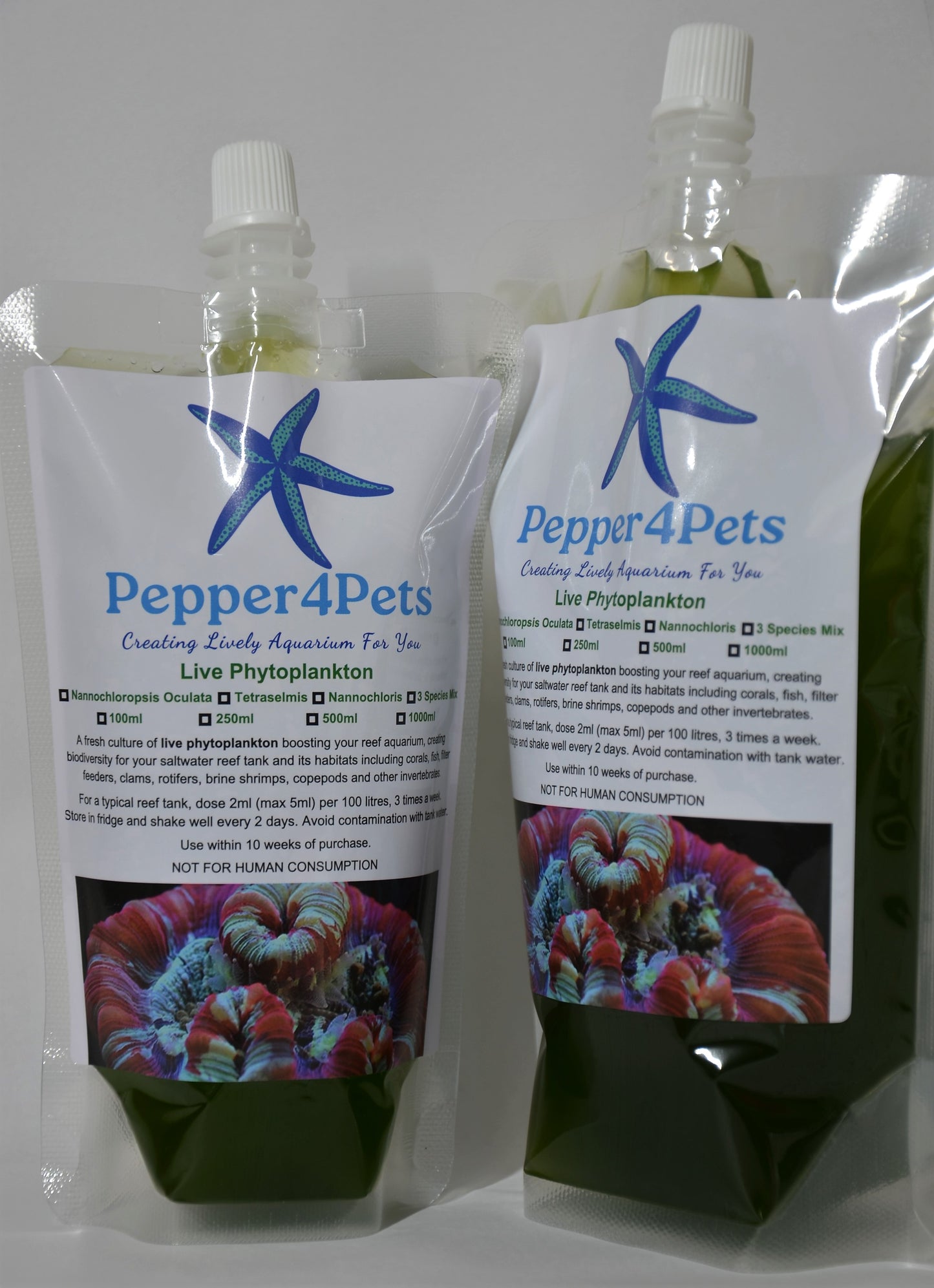 Live Phytoplankton, Pouch, Two Sizes